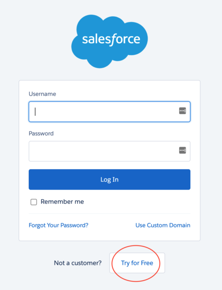 Salesforce Login Page Backlink to Primary Site SEO Example