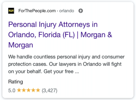 Standard Organic Search Result Page Personal Injury Attorney Mobile Example